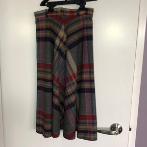 Girls Vintage Plaid Midi Skirt